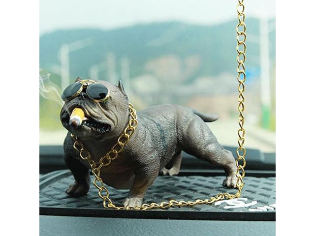 Simulation Bully Dog Doll Resin Car Interior Ornaments Living Room Office Decor