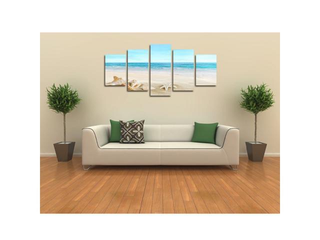 5xCanvas Wall Artwork Picture Set Beach&Seashell Living Room Deco 40/60/80cm 