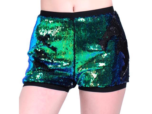 high waisted green sequin shorts