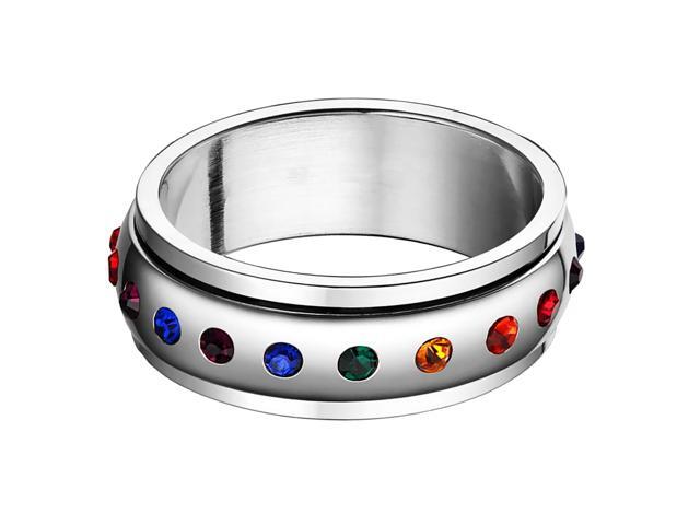 rainbow rhinestone ring