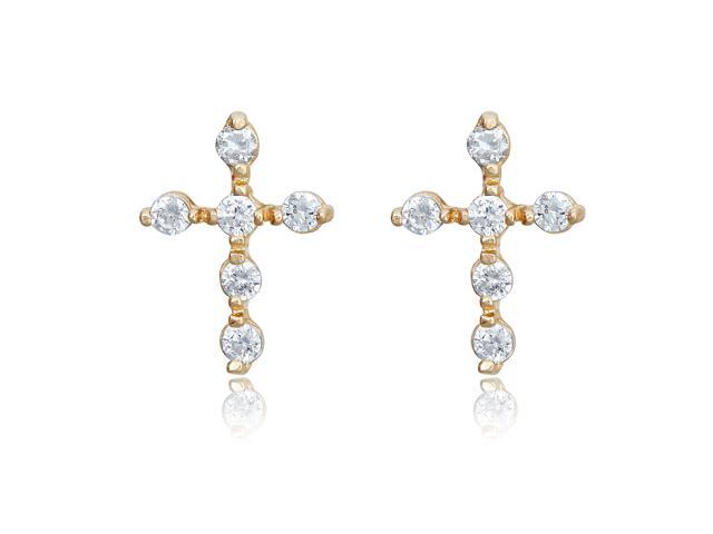 10K Gold Nautical Wheel Stud Earrings with CZ