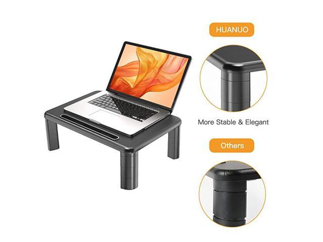 4 Pack, Black Laptop Desk with Tablet & Phone Holder Monitor Stand Riser with Adjustable Height and Storage Organizer for Computer Printer Cable Management Slot 