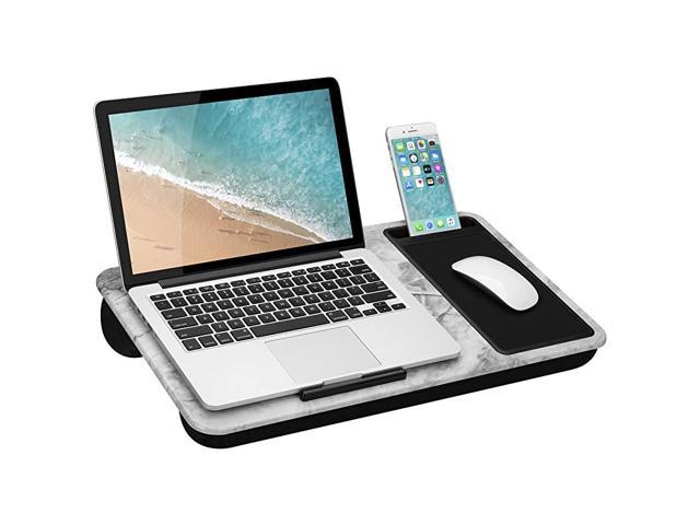 Home Office Lap Desk with Device Ledge Mouse Pad and Phone Holder White ...