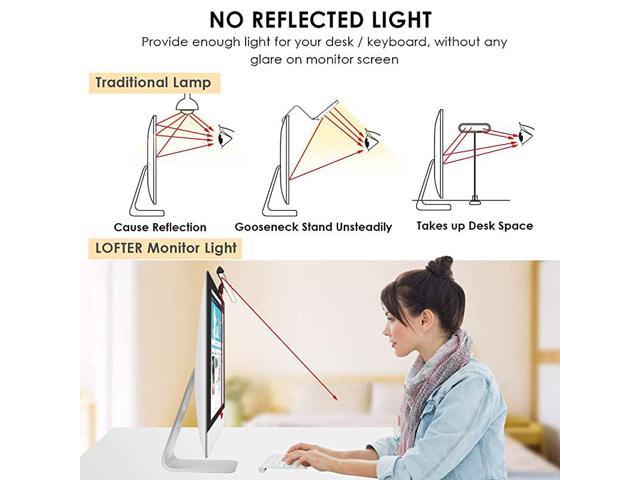 Monitor Light for Laptop Aigital USB Lamp Bar with No Glare or Reflection on Screen Save Desk Space 3 Colors x 10 Brightness Levels Adjustment Smart e-Reading Light for Eye Protection 