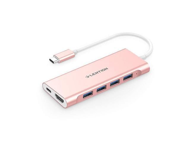 USBC MultiPort Hub with 4K HDMI Output 4 USB 30 Type C Charging Adapter Compatible 20202016 MacBook Pro 131516 New Mac Air Surface Chromebook More CBC35 Rose Gold