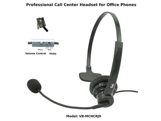 Grandstream Shoretel Professional Single Ear Noise Canceling Office/Call Center Headset with RJ9 Quick disconnect Cord Works with Cisco Polycom NEC Avaya Yealink Mitel Nortel Allworx & more 