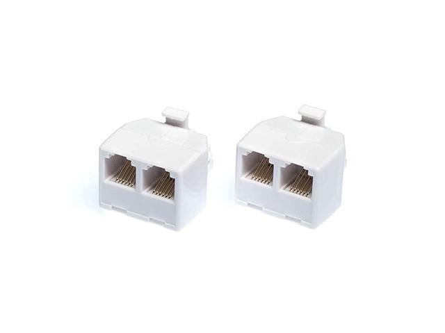 Jack Phone Wall Adapter - 2 Pack, White - 2-Way Phone Splitter (2 Lines ...