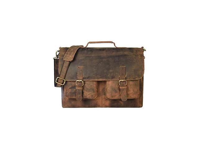 Vintage Retro Buffalo Leather Briefcase Laptop Bag
