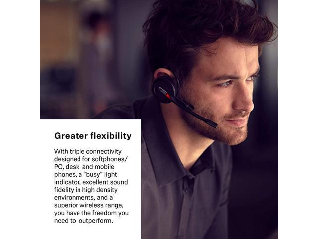 Black Sennheiser Enterprise Solution SDW 5016 Single-Sided Wireless DECT Headset for Desk Phone Softphone/PC& Mobile Phone Connection Dual Microphone Ultra Noise Cancelling