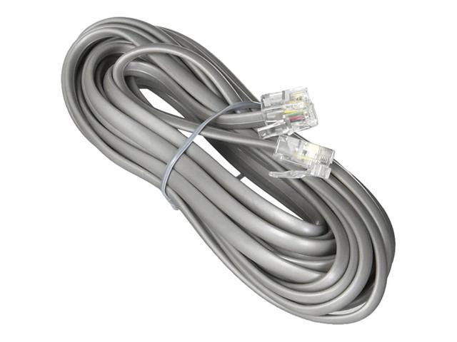 25ft Telephone Line Cord Cable Wire 6P4C RJ11 DSL Modem Fax Phone to Wall Silver 