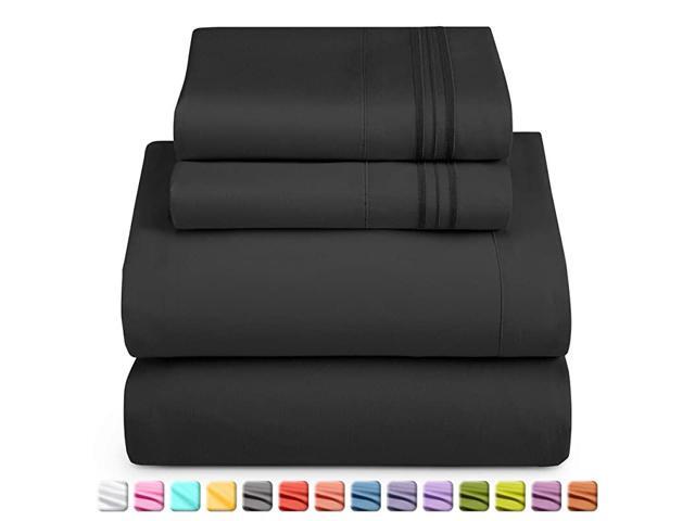 Details about   Ausdin Twin 3 Pc Bedding Sheet Set Black Flat Pilliwcase Fitted Sheet Deep Pocke 