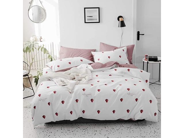 Strawberry Twin Duvet Cover Girls, Toddler Girl Twin Bedding Sets