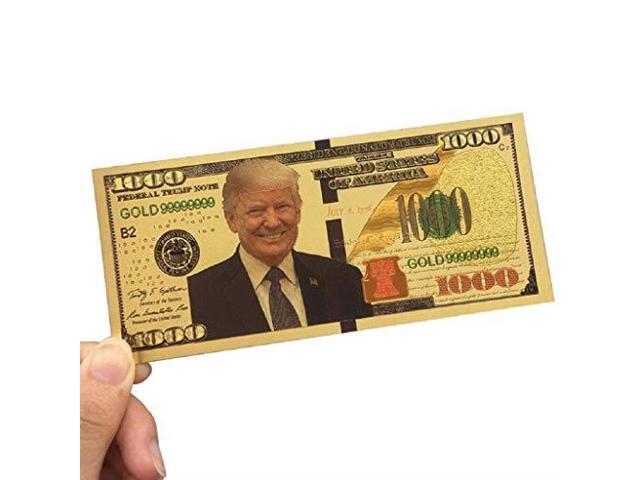 1 ABS Gift Bag 24k Gold Plated US Dollar Bill Donald Trump Cash Banknote 2pcs 