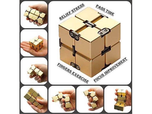 Relieve Stress and Anxiety Premium Quality Aluminum Infinite Magic Cube with Exclusive Case NW Funcall Infinity Cube Fidget Desk Toy 1 for ADD Sturdy OCD ADHD Heavy
