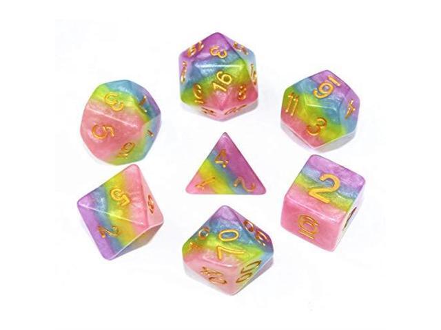 Polyhedral DND Dice Set RPG Rainbow Candy Dice for Dungeons and DragonsDD Role Playing GameMTGPathfinderTable Game 7Die Dice Set