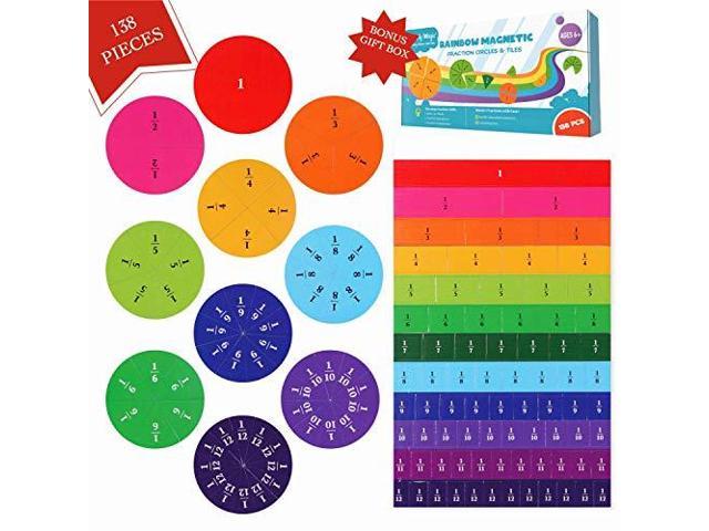 Lot of 5 Magnetic Rainbow Fraction Tiles Homeschool Classroom Math fractions 
