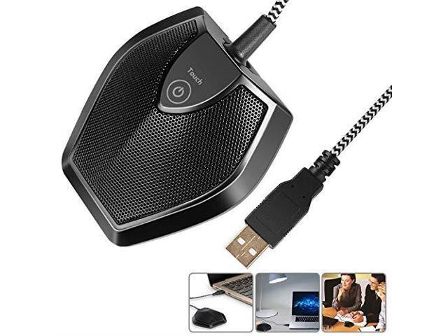 Mute Button with LED Indicator USB Desktop Computer Microphone Omnidirectional Condenser Boundary Conference Mic for Recording,Streaming,Gaming,Skype USB Conference Microphone 