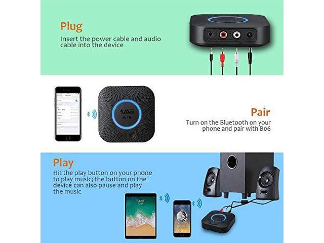 Bluetooth 5.0 Receiver with 3D Surround aptX Low Latency for Home Music Streaming Stereo System HiFi Wireless Audio Adapter Plus Bluetooth Receiver