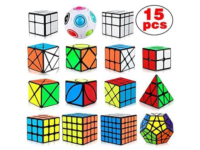 Speed Cube Set 15 Pack Cube Bundle 2x2 3x3 4x4 5x5 Megaminx Pyramid Skew  Ivy Windmill Fisher Axis Dino Mirror Cube Magic Rainbow Ball Sticker Cube  Puzzle Collection for Kids - Newegg.com