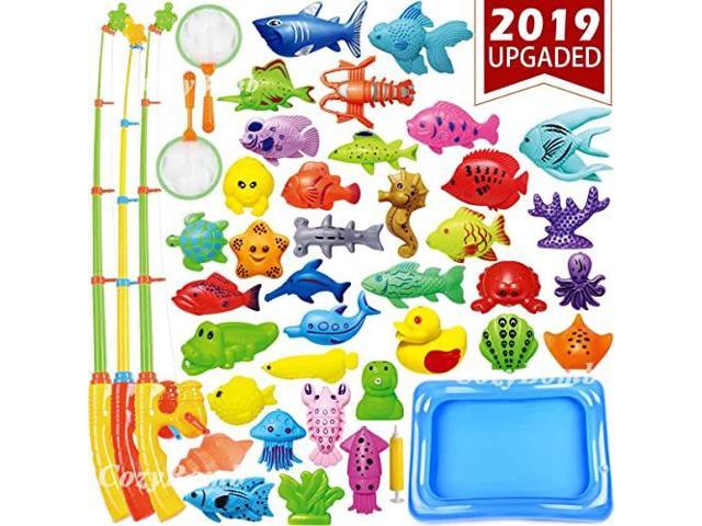 BRITENWAY Magnetic Fishing Game Bathtub Kids Toys for Table Pool 2 Fisinhg Rods Poles and Reels Floating Fishes for 2 Catching Nets Fish Toy Set Floor Kids Bath Water Pool Toys for Toddlers 