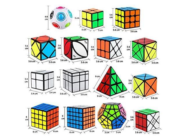 7 Pack COOLFUNY Speed Cube Set Speed Cube Bundle of 2x2 3x3 4x4 Megaminx Windmill Mirror Cube and Pyramid Cube Smoothly Magic Cubes Collection for Kids & Adults 