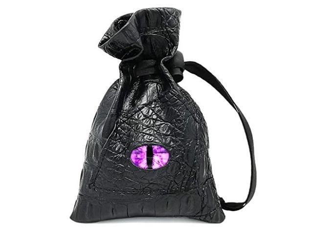 Dragon Dice Bag Drawstring Leather DND Dice Pouch Storage Bag for DD Dices Coins and Accessories Purple Eye