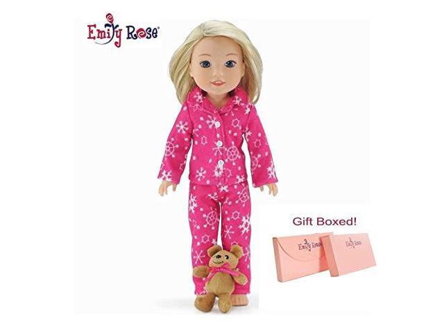 Pajamas fit 14" Wellie Wishers Glitter Girls Doll Clothes by TKCT Christmas Dog 