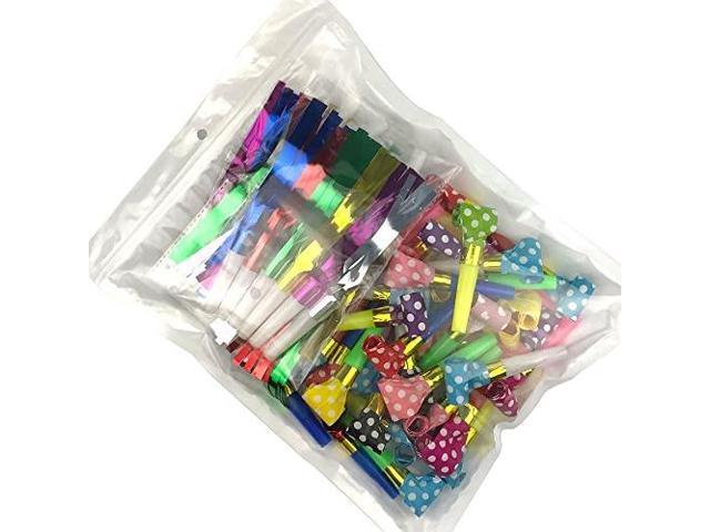 Vidillo Musical Blowouts Fringed Noisemaker,80 Pcs Multicolor Metallic Blow Out Whistles for Birthday Halloween Concert New Years Party,Two Kind of Gillter Toys for Kids Children Adult 