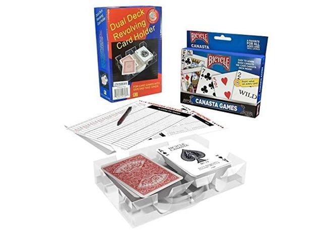 Canasta Playing Cards Game Set That Includes 2 Deck of Canasta Cards with  Point Values, a Revolving Tray Holder, and 50 Sheet Score Pad by All7s