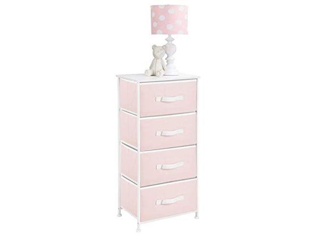 4drawer Vertical Dresser Storage Tower Sturdy Steel Frame Wood Top And Easy Pull Fabric Bins Multibin Organizer Unit For Childkids Bedroom Or Nursery Light Pinkwhite Newegg Com