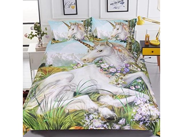 Unicorn Bedspread 3 Pieces Green Plant Garden Bed Set Fairy Tale Bedding King Newegg Com - Fairy Tale Bedding Set Unicorn Bedspread 3 Pieces Green Plant Garden Bed Set Fairy Tale Bedding King Newegg Com - Fairy Tale Bedding Set