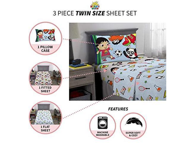 Ryan's World Bedding Super Soft Microfiber Sheet Set 3 Piece Twin Size 