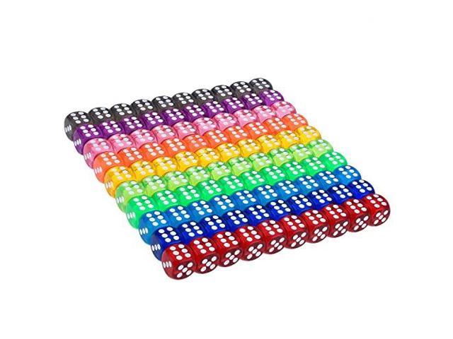 100 Pieces Translucent Colors 6Sided Games Dice Set 16 mm Round Corner Dice for Playing Games Like Board Games Dice Games Math Games Party Favors Toy Gifts or Teaching kids Math