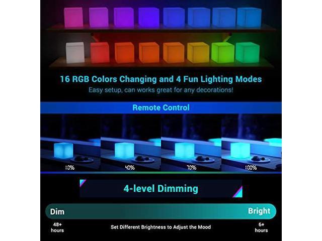Led Light Cube 4-Inch Rgb 16 Colors Cool Cosmic Cube Remote Mcu Tesseract Mood 