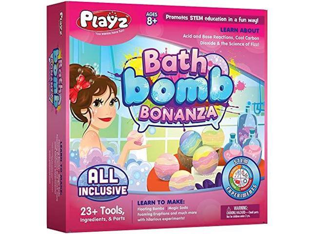 Bath Bomb Bonanza Science Activity Craft Experiment Kit 23+ Tools to Make Magic Soda Foaming Eruptions Floating Bombs More for Girls Boys Teenagers Kids Ages 8+