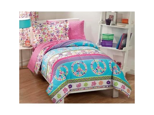 Peace And Love Peace Signs Girls Comforter Set Multicolored Full Newegg Com
