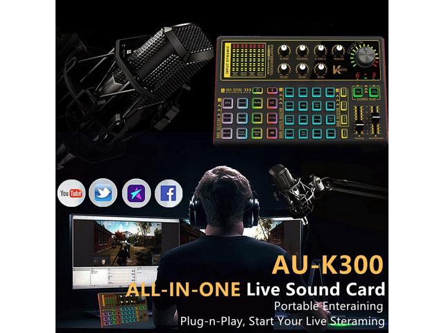 Professional Audio Mixer, K300 Live Sound Card and Audio Interface