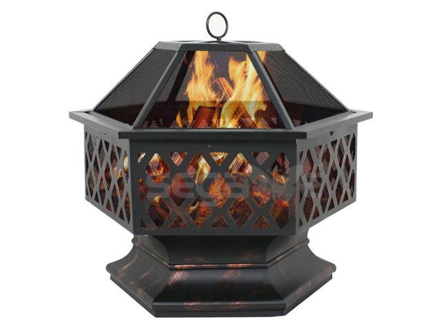 Hex Shaped Po Fire Pit Outdoor Home Garden Backyard Firepit Bowl