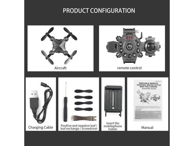 portable remote control watch style mini fold drone