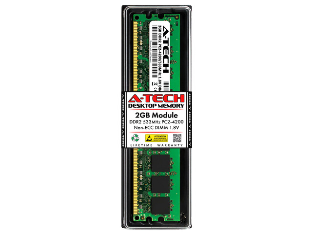 A-Tech 2GB DDR2 533MHz DIMM PC2-4200 UDIMM Non-ECC 1.8V CL4 240-Pin ...