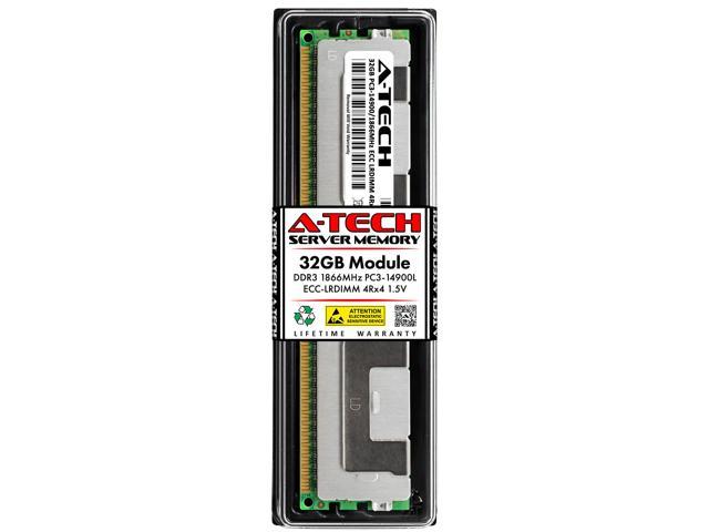 A-Tech 32GB 4Rx4 PC3-14900L DDR3 1866 MHz ECC LRDIMM 1.5V Load Reduced DIMM  240-Pin Quad Rank x4 Server RAM Memory Upgrade Module