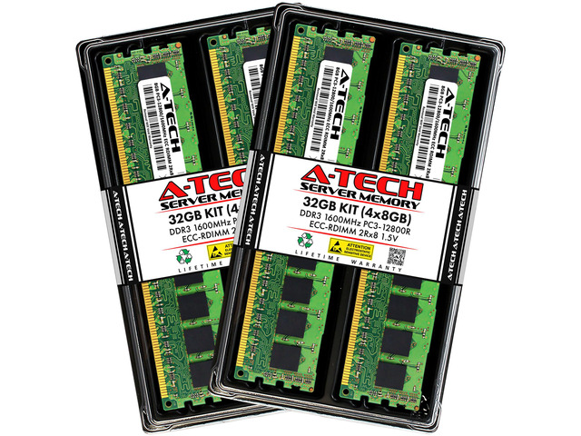 128GB (16x8GB) DDR3 PC3-12800R 1600MHz ECC Registered Server Memory RAM Upgrade Kit, Used