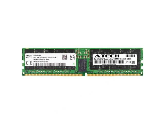 Hynix 64GB DDR5-4800MHz PC5-38400 ECC RDIMM Server Memory - HMCG94MEBRA109N (Used)