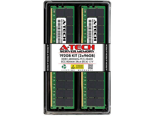 A-Tech 192GB Kit (2 x 96GB) DDR5 4800MHz EC4 RDIMM PC5-38400 ECC ...