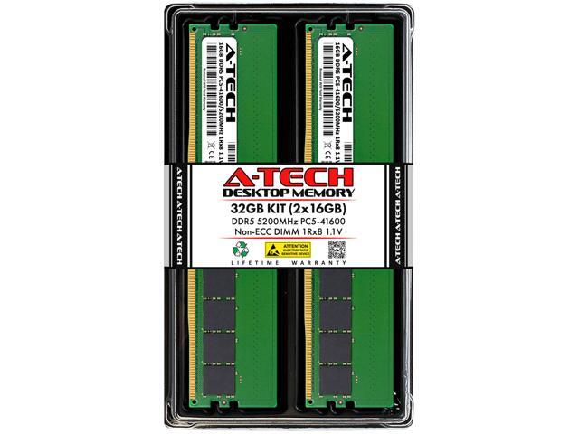 A-Tech 32GB RAM DDR5 5200MHz PC5-41600 - Memoria Desktop 1x32GB, Non-ECC, 288 Pin, Nuova, Garanzia A Vita