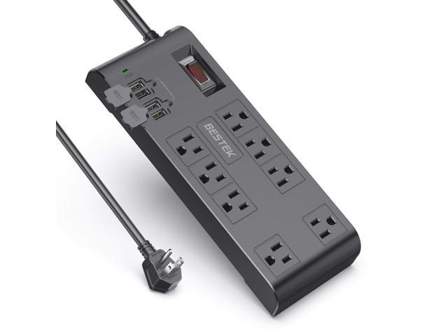 4 Outlet Surge Protector Power Strip with 2 USB Ports 2.4A 600 Joules White 