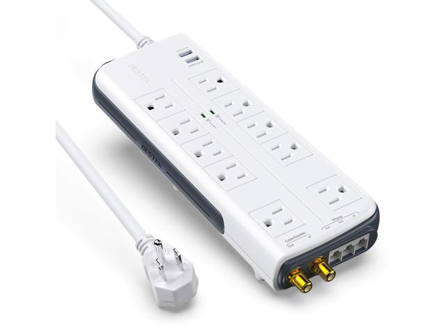 BESTEK 6-Outlet Power Strip Surge Protector with 6-Foot Extension Cord 4 USB 