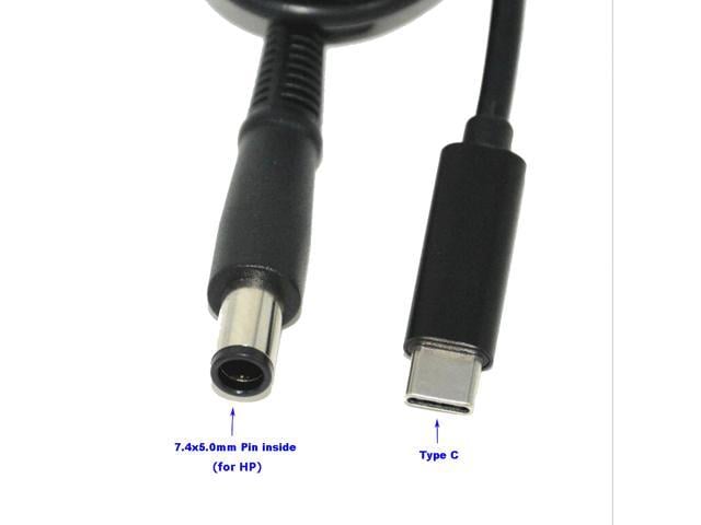 USB-C Type C To 7.4mm*5.0mm Round Tip Charging Power Cable For HP 65W 7 ...