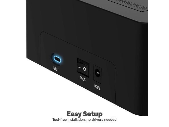 Sabrent USB 3.1 to SATA Dual Bay Hard Drive Docking Station for 2.5 or  3.5in HDD, SSD. Hard Drive Duplicator/Cloner Function [Includes Both Type C  and 