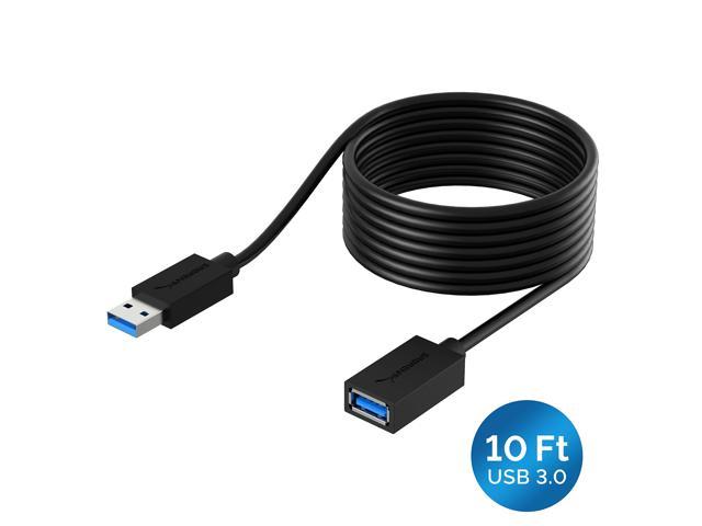InstallerParts 10 ft USB 2.0 High Speed Extension Cable Black A-Male to A-Female 